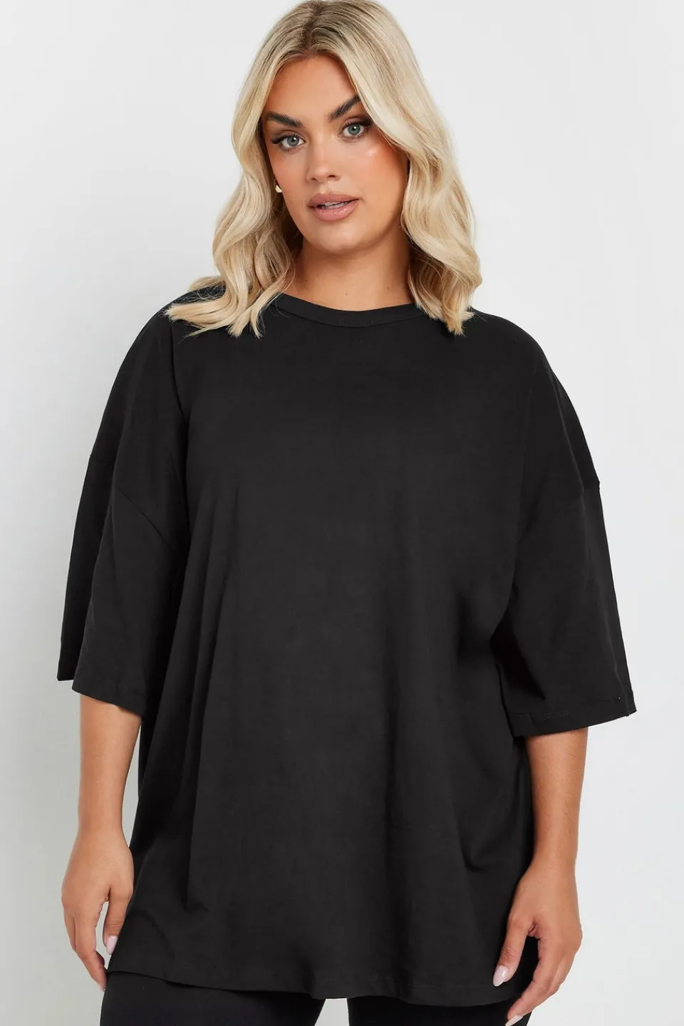 T-Shirts>YOURS Curve Black Oversized Boxy T Shirt