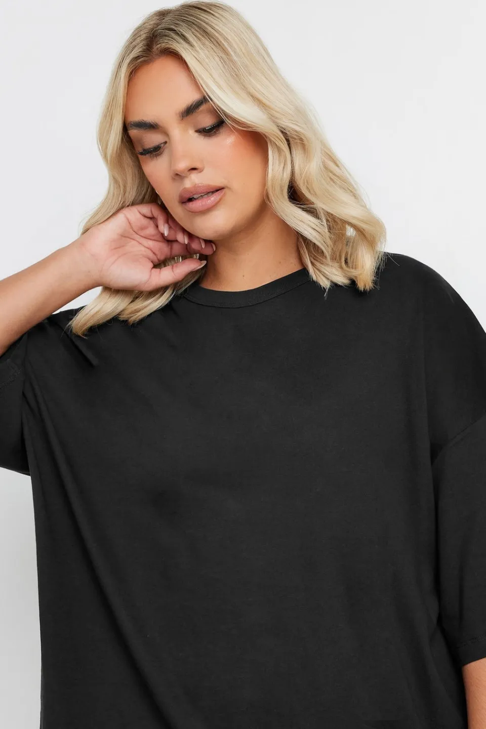 T-Shirts>YOURS Curve Black Oversized Boxy T Shirt