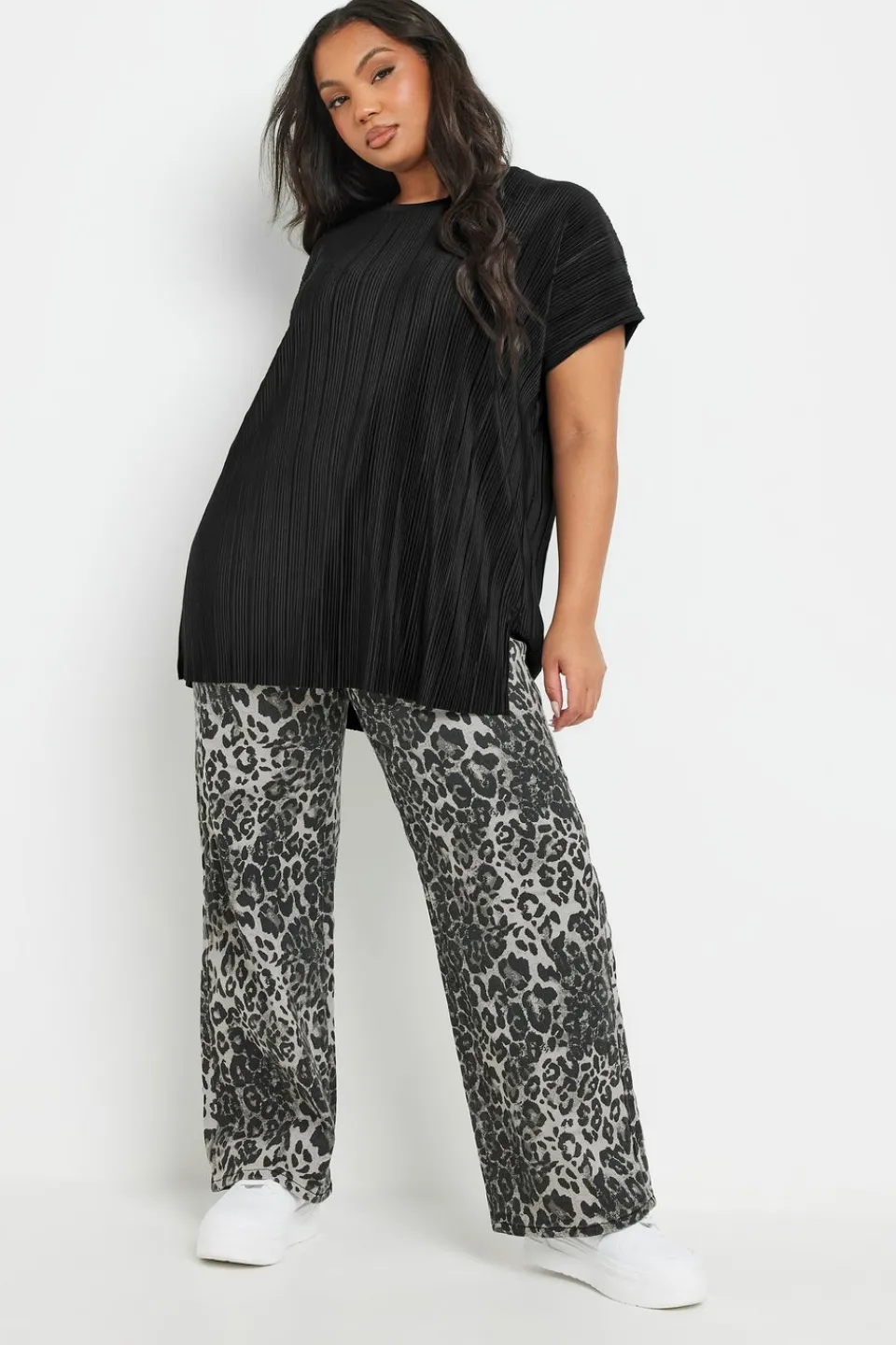 Tops>YOURS Curve Black Plisse Top