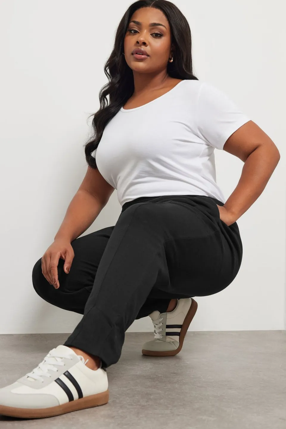 Loungewear>YOURS Curve Black Tapered Leg Joggers