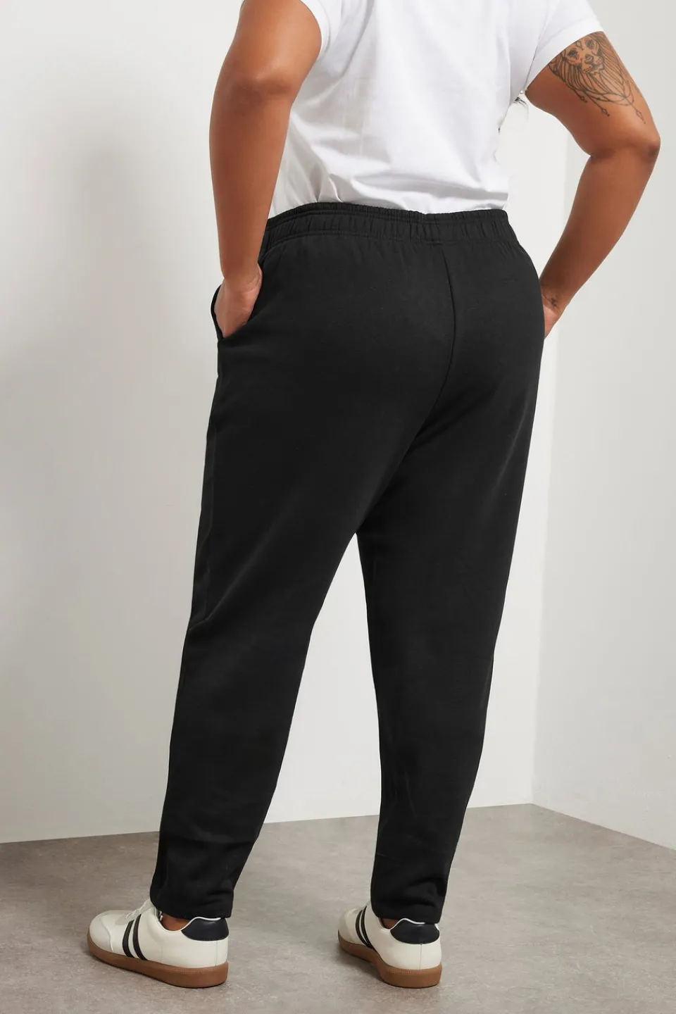 Loungewear>YOURS Curve Black Tapered Leg Joggers