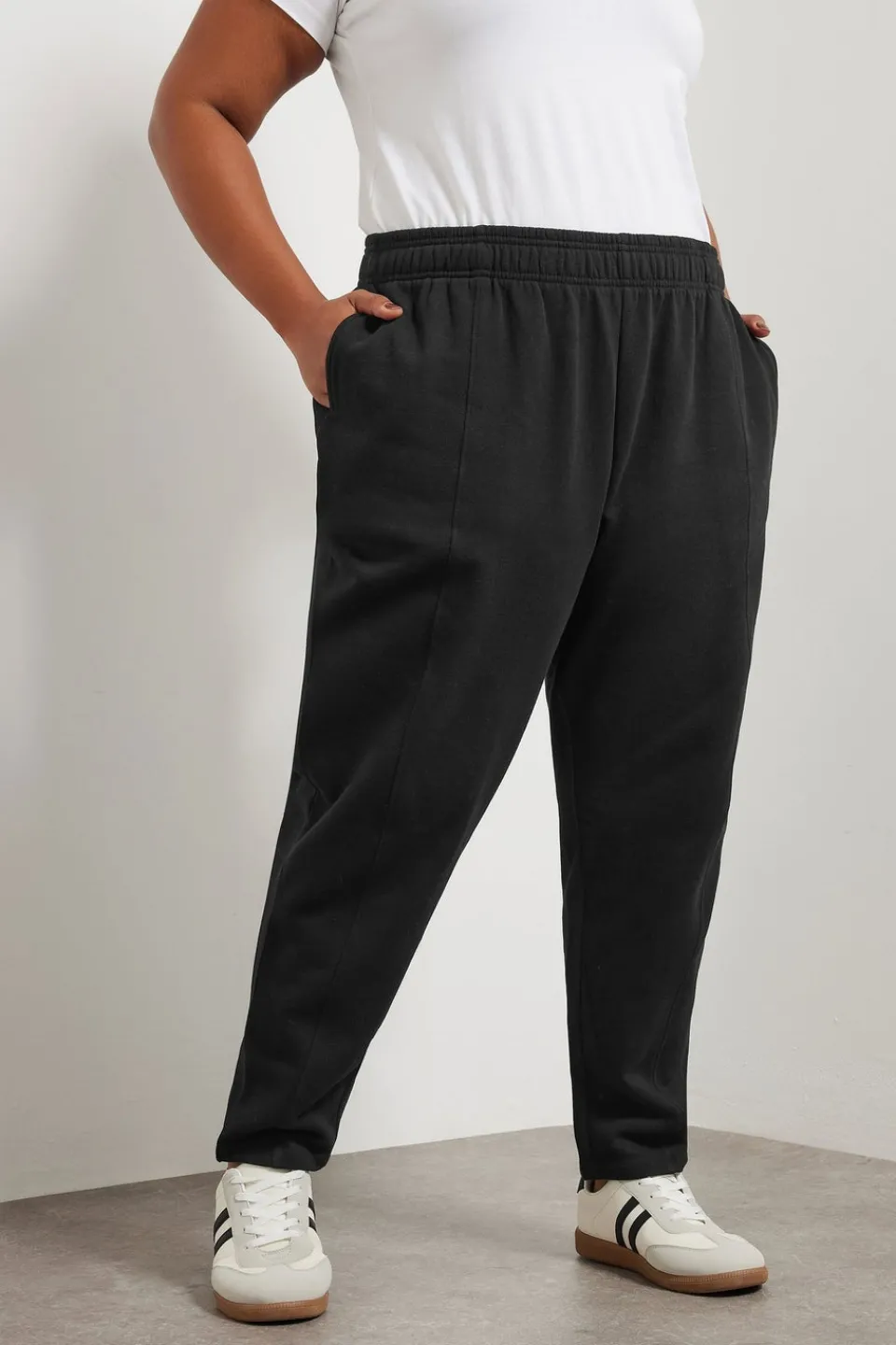 Loungewear>YOURS Curve Black Tapered Leg Joggers