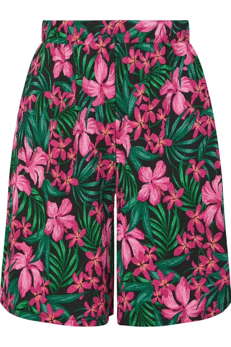 Shorts>YOURS Curve Black Tropical Floral Print Jersey Shorts