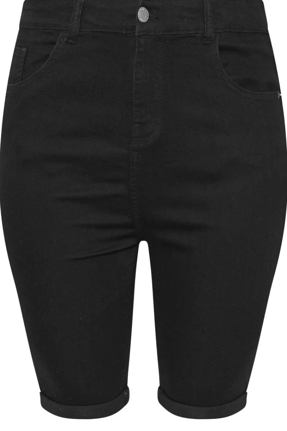 Shorts>YOURS Curve Black Turn Up Denim Shorts