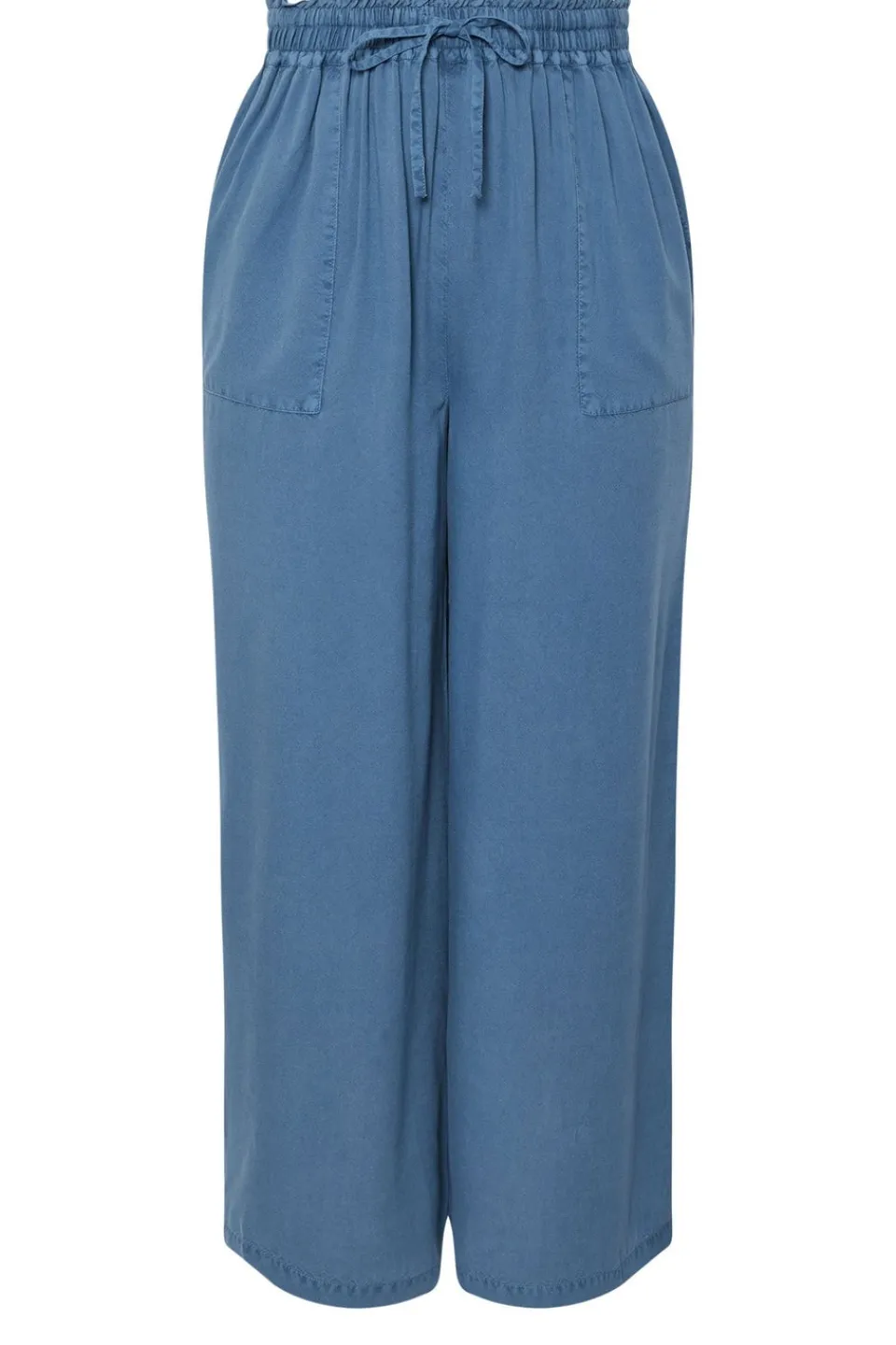 Trousers>YOURS Curve Blue Chambray Tie Front Wide Leg Trousers