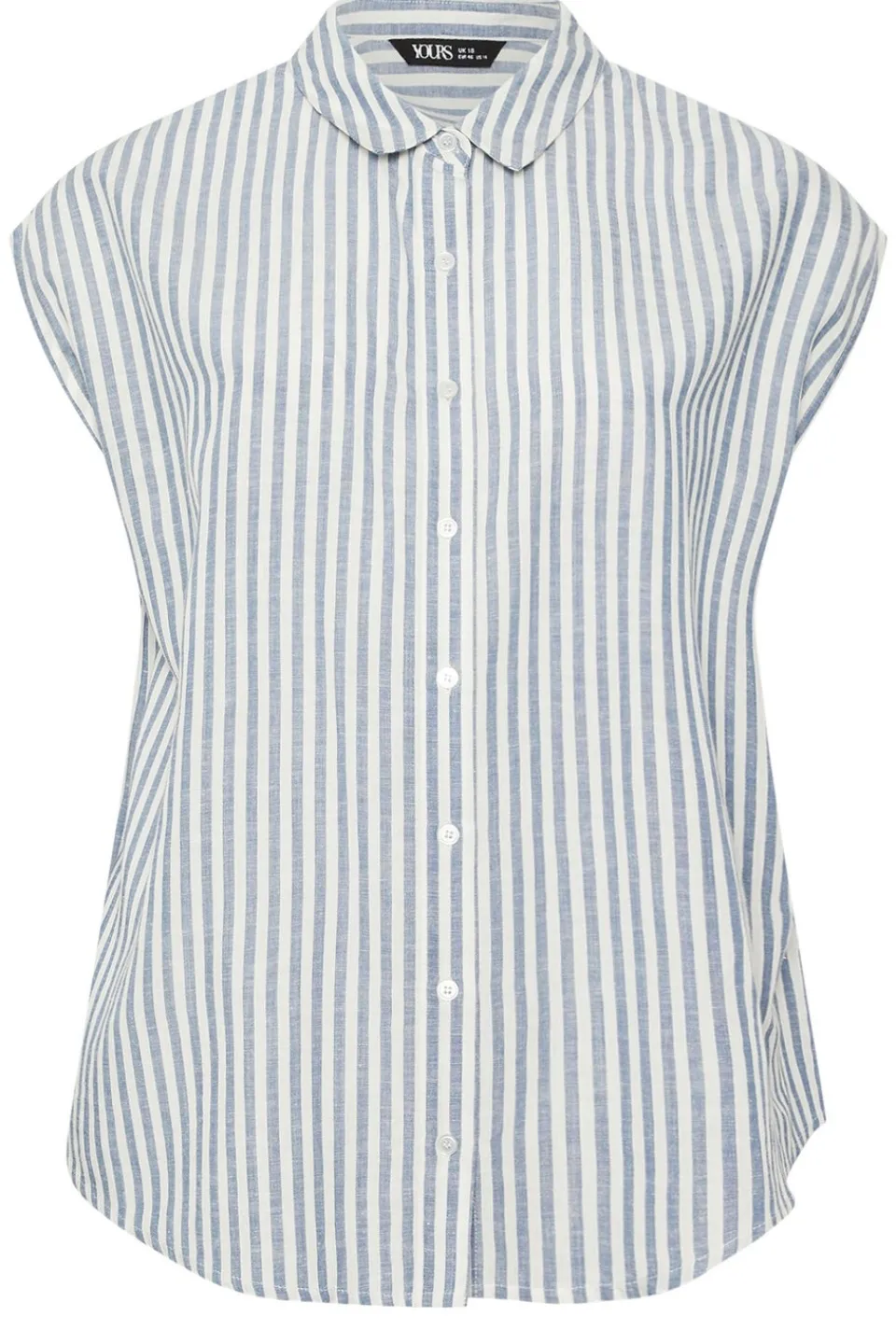 Tops>YOURS Curve Blue Stripe Boxy Sleeveless Shirt