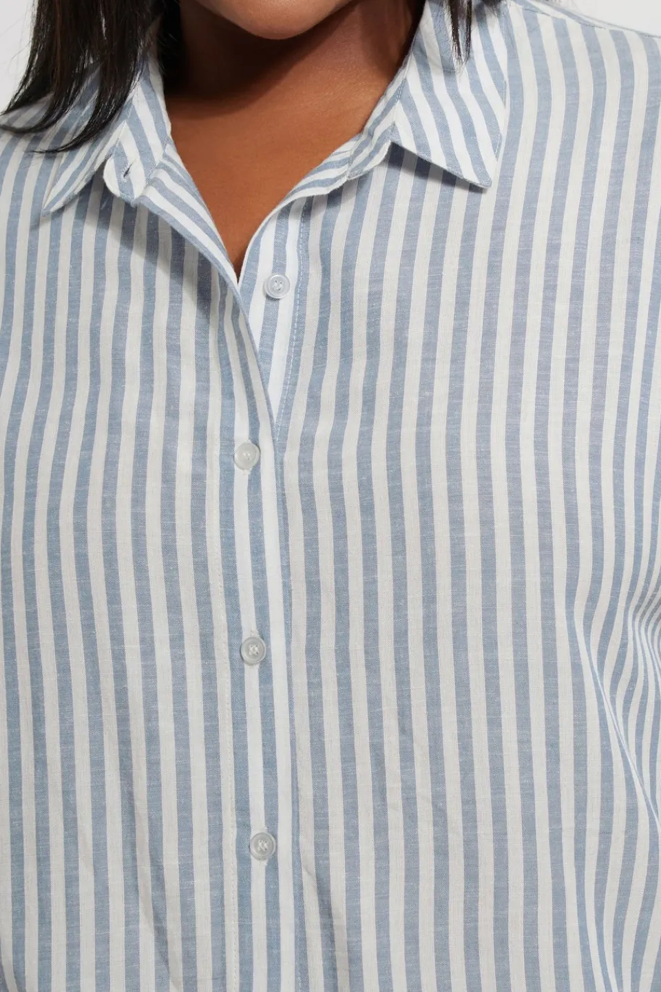 Tops>YOURS Curve Blue Stripe Boxy Sleeveless Shirt