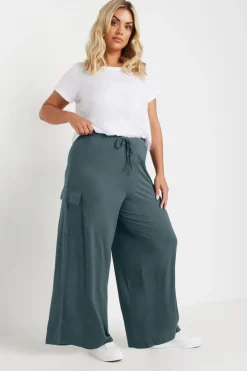 Trousers>YOURS Curve Blue Wide Leg Cargo Trousers
