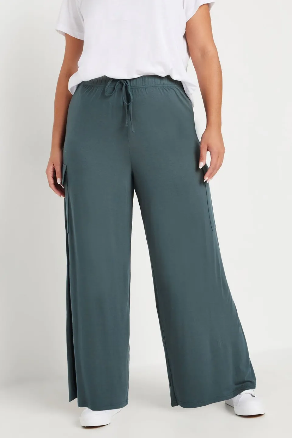 Trousers>YOURS Curve Blue Wide Leg Cargo Trousers