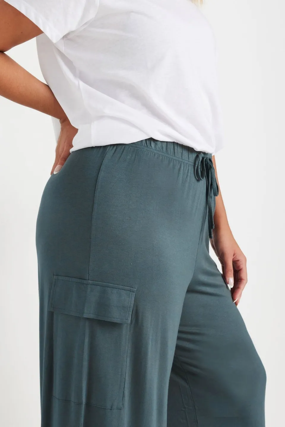 Trousers>YOURS Curve Blue Wide Leg Cargo Trousers
