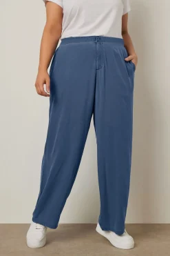 Trousers>YOURS Curve Blue Wide Leg Chambray Trousers