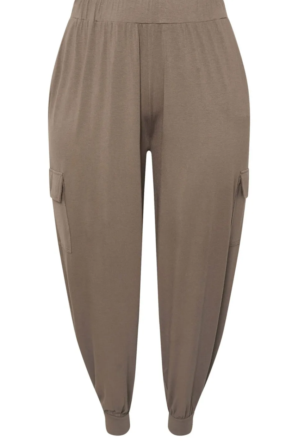 Trousers>YOURS Curve Brown Cargo Harem Joggers