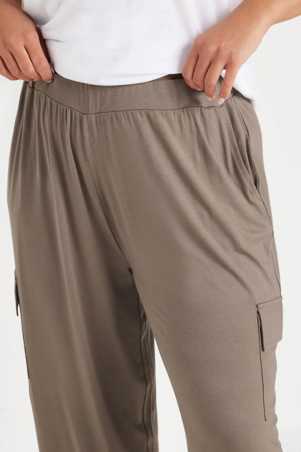 Trousers>YOURS Curve Brown Cargo Harem Joggers