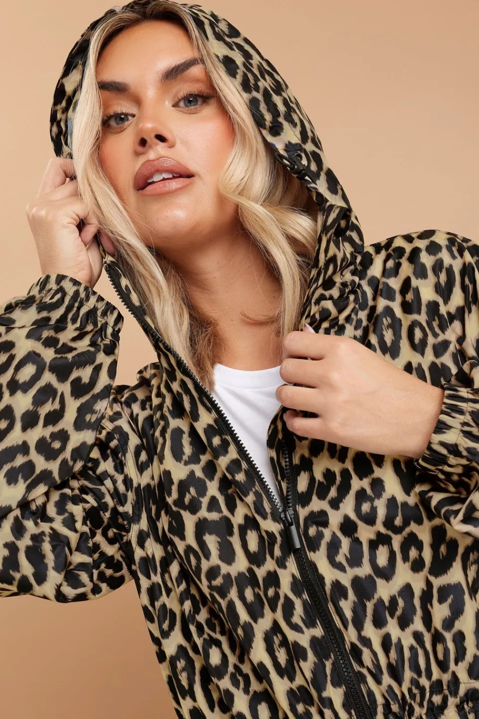 Coats & Jackets>YOURS Curve Brown Leopard Print Longline Parka Jacket
