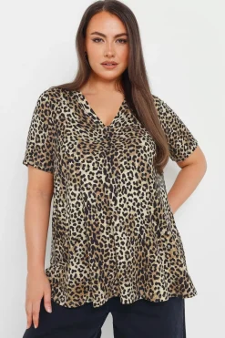 Tops>YOURS Curve Brown Leopard Print Swing Top