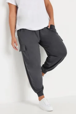 Trousers>YOURS Curve Charcoal Grey Cargo Harem Joggers