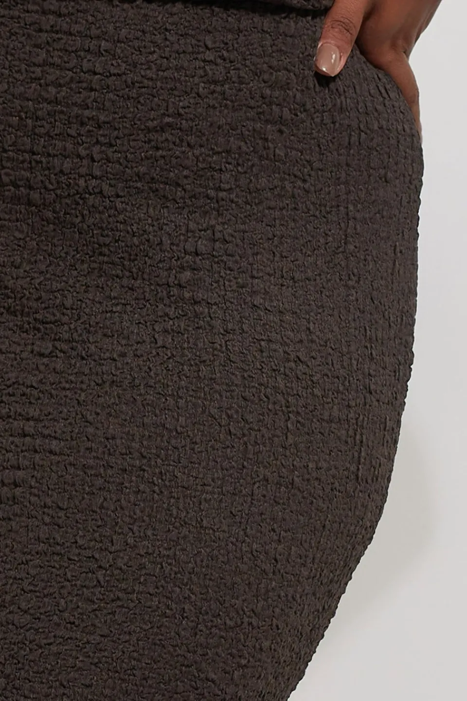 Skirts>YOURS Curve Chocolate Brown Textured Side Split Maxi Skirt