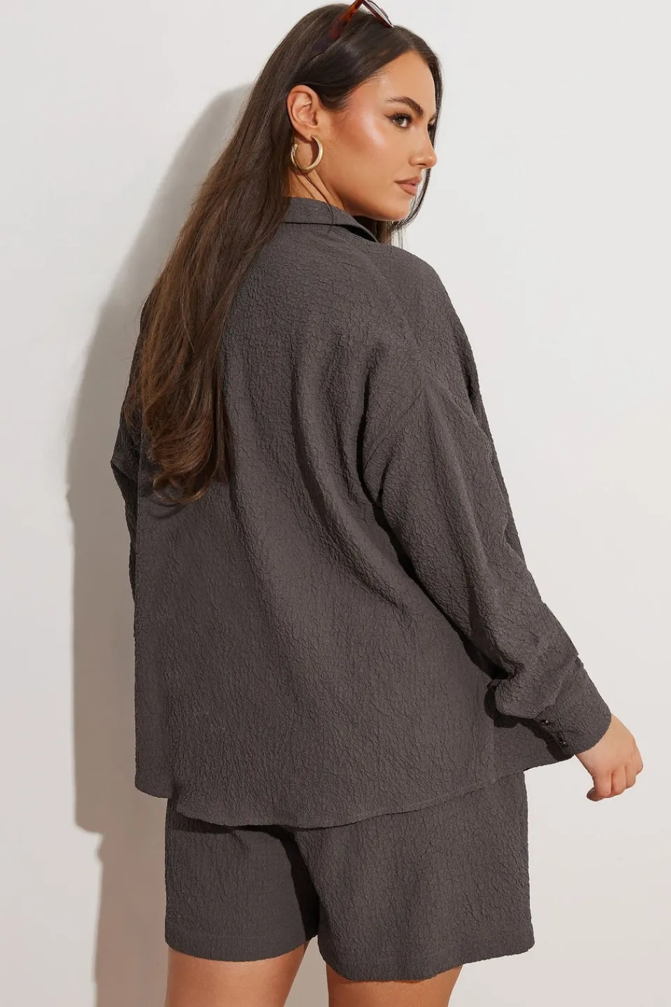 Shorts>YOURS Curve Chocolate Brown Textured Pull On Shorts ChocolateBrown