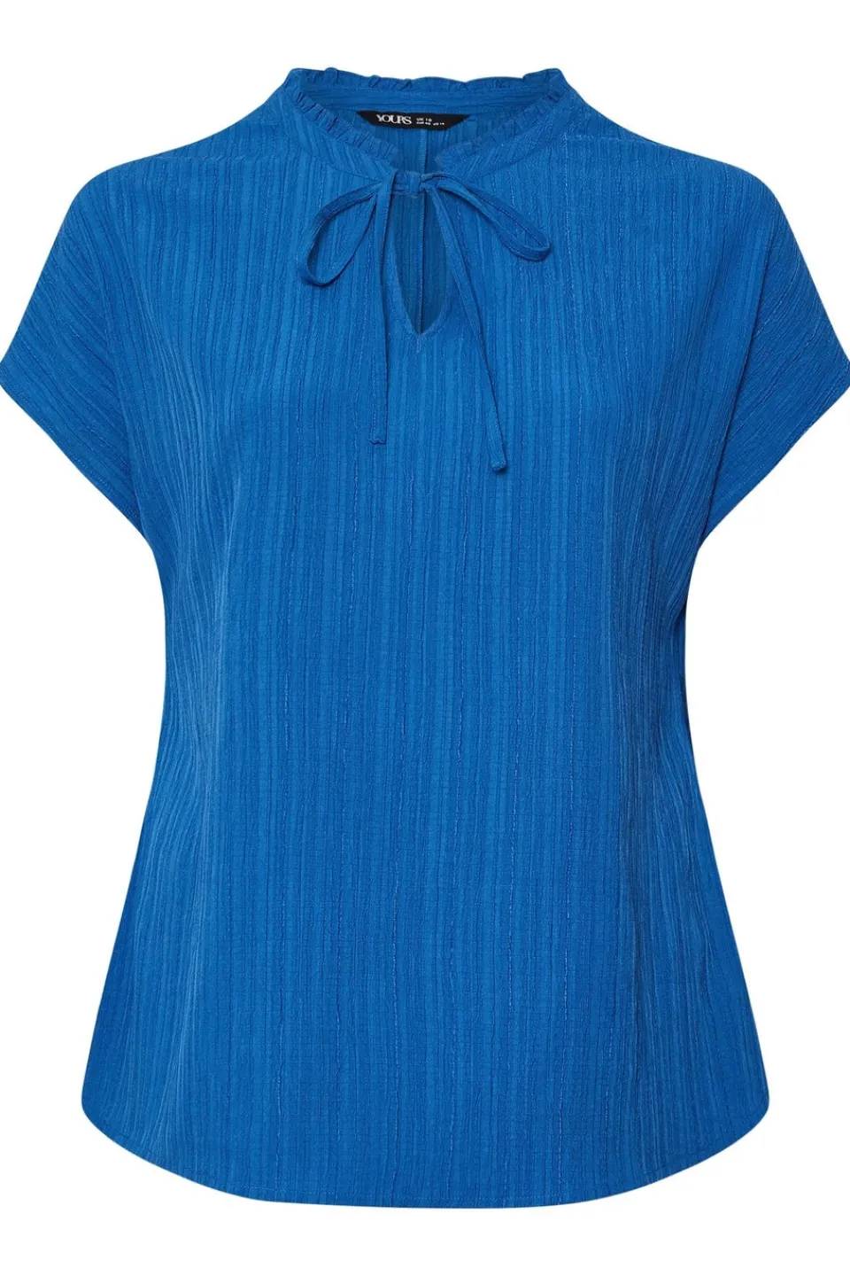 Tops>YOURS Curve Cobalt Blue Textured Frill Neck Top