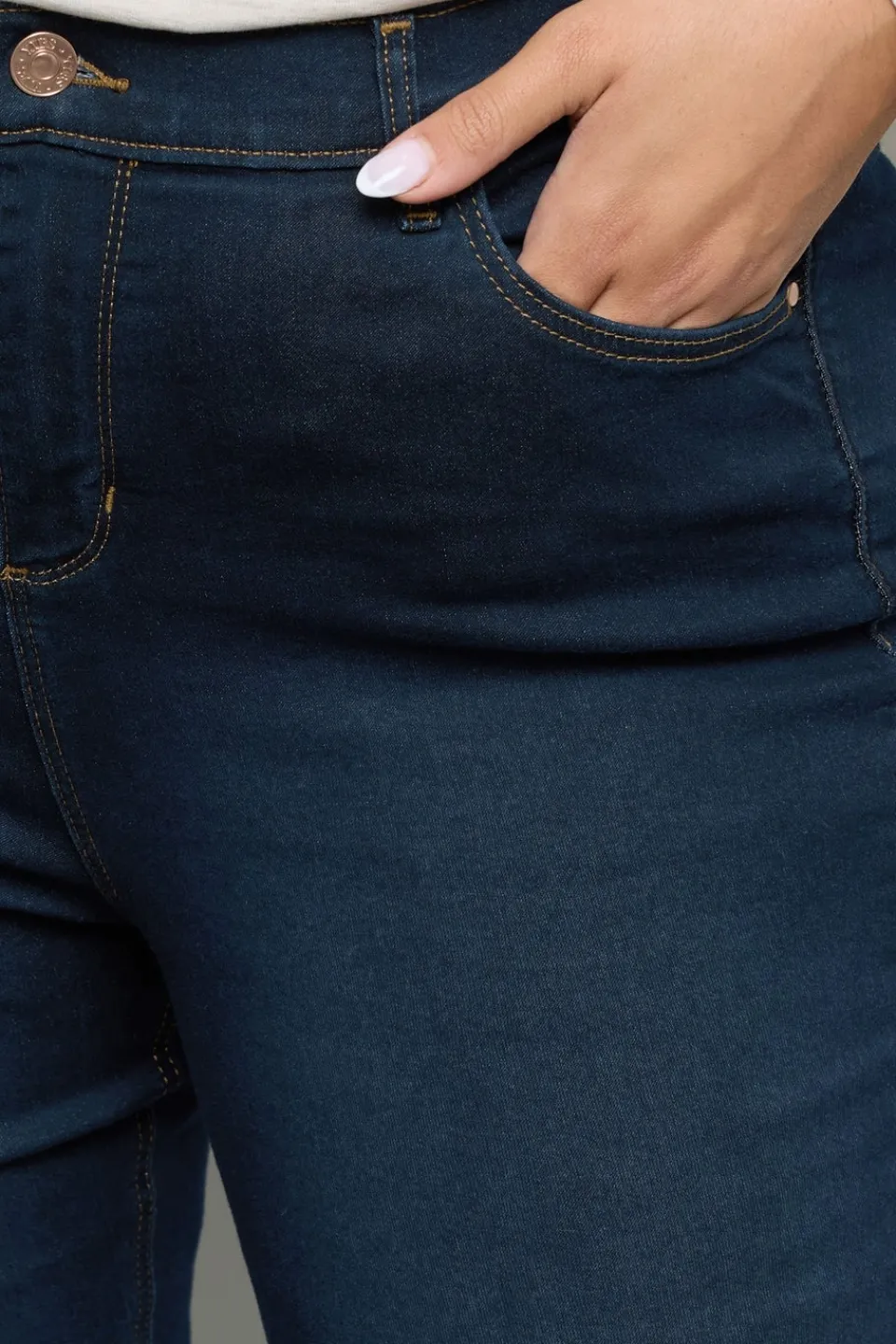 Jeans & Jeggings>YOURS Curve Dark Indigo Blue Bootcut Stretch Isla Jeans