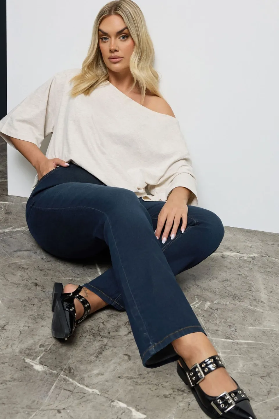 Jeans & Jeggings>YOURS Curve Dark Indigo Blue Bootcut Stretch Isla Jeans