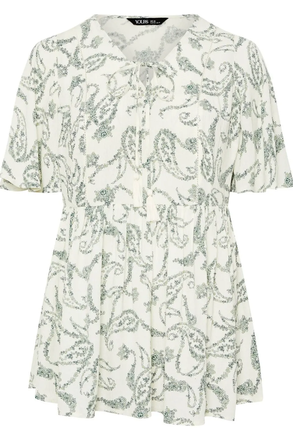 Tops>YOURS Curve Green Paisley Tie Front Top