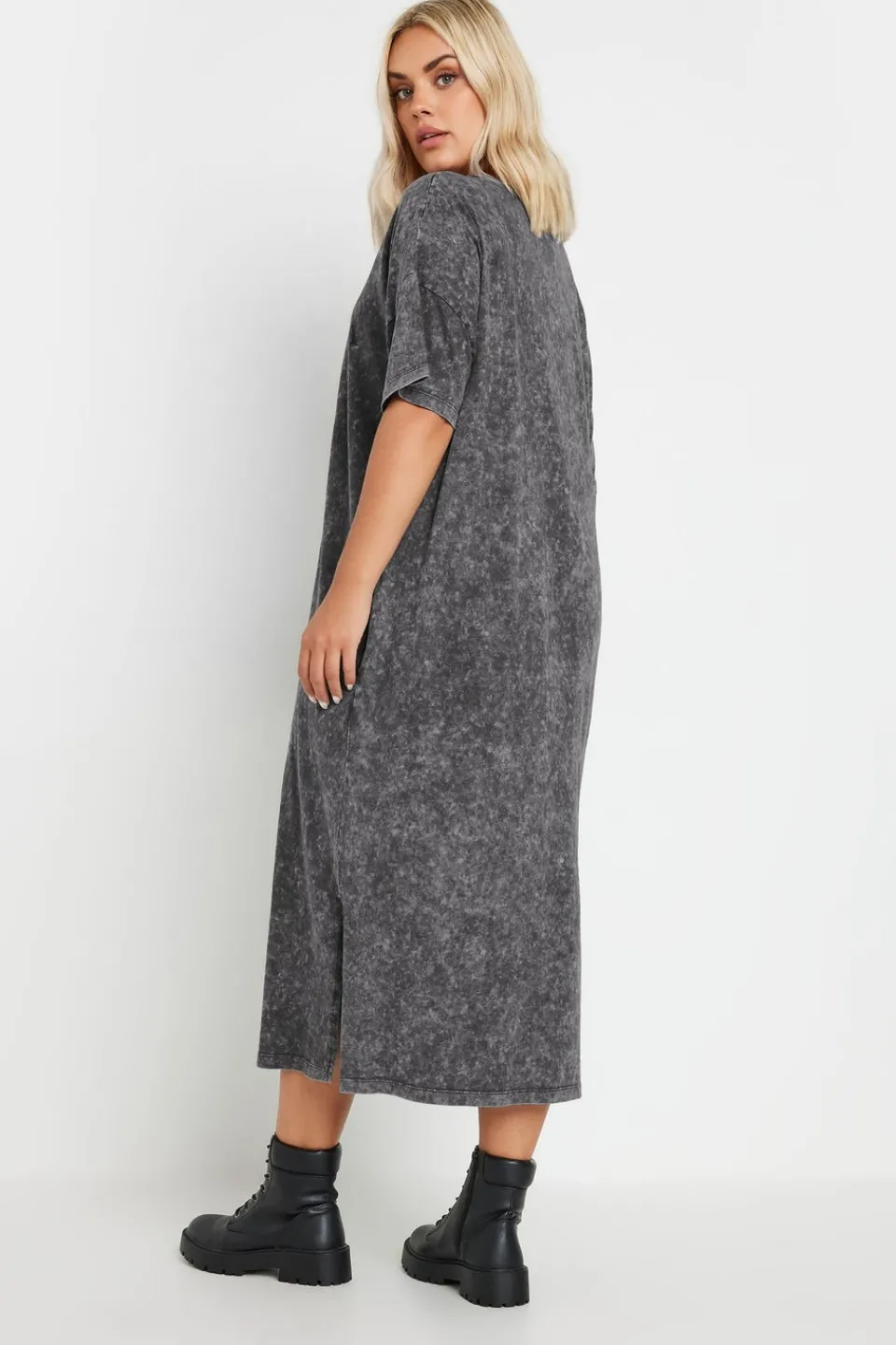 T-Shirts>YOURS Curve Grey Rose Graphic Print T Shirt Dress
