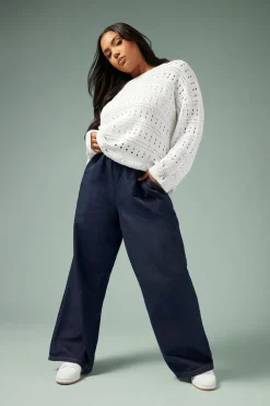 Jeans & Jeggings>YOURS Curve Indigo Blue Tie Detail Denim Jeans