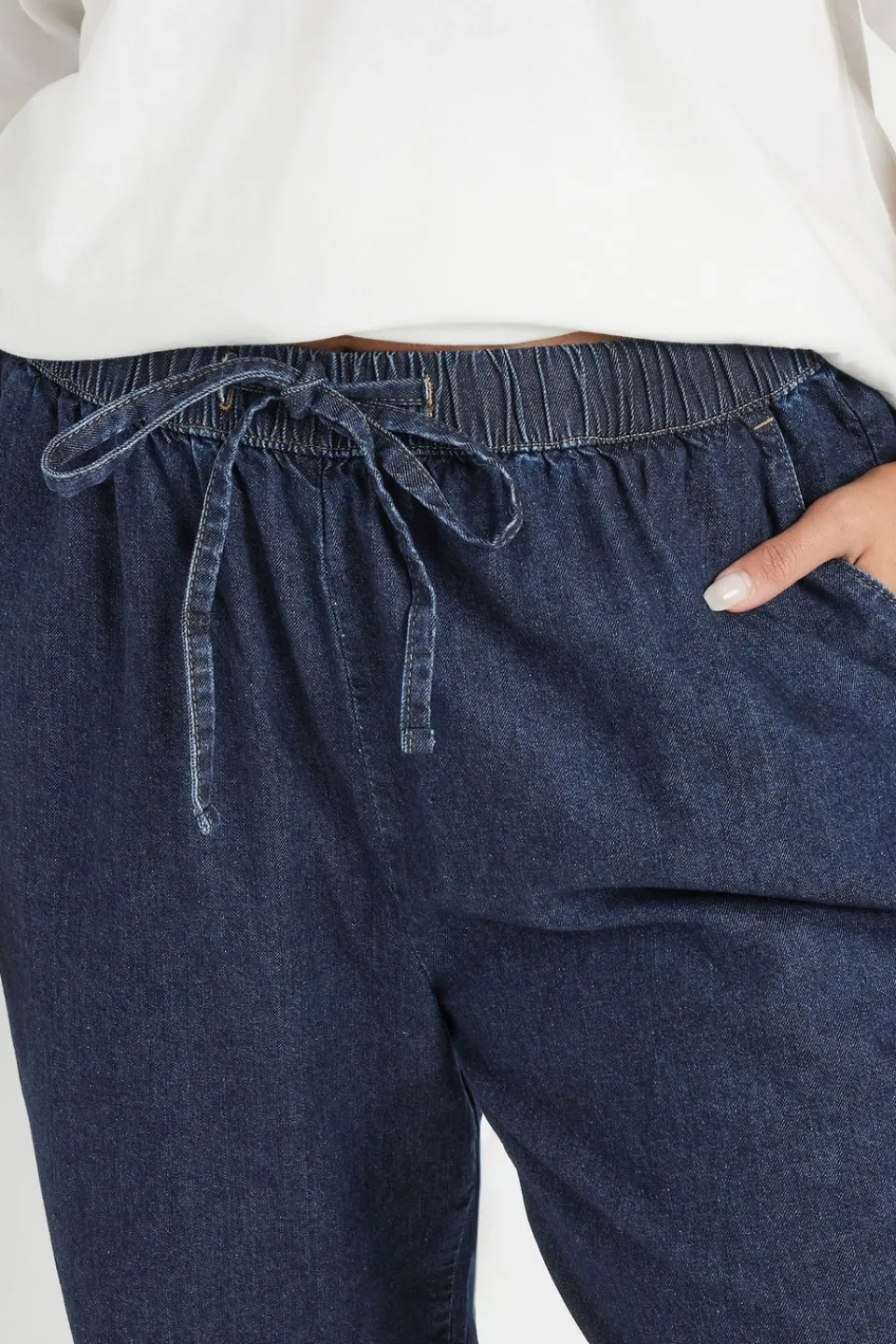 Jeans & Jeggings>YOURS Curve Indigo Blue Tie Detail Denim Jeans