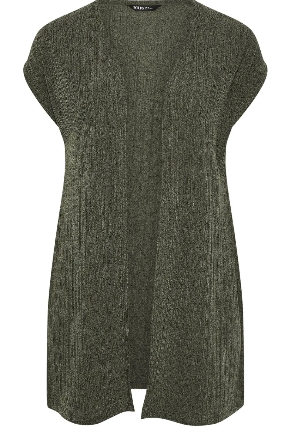 Tops>YOURS Curve Khaki Green Ribbed Jersey Cardigan