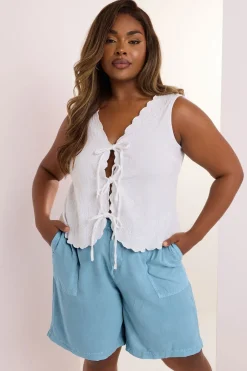 Shorts>YOURS Curve Light Blue Chambray Pull On Shorts