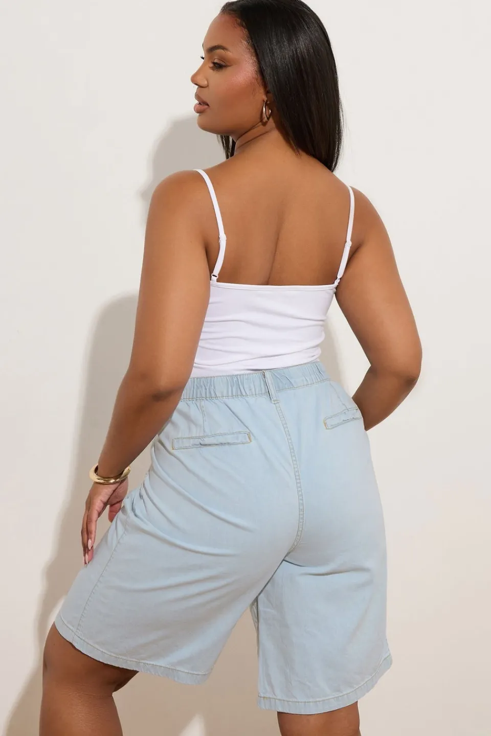 Shorts>YOURS Curve Light Blue Denim Bermuda Shorts