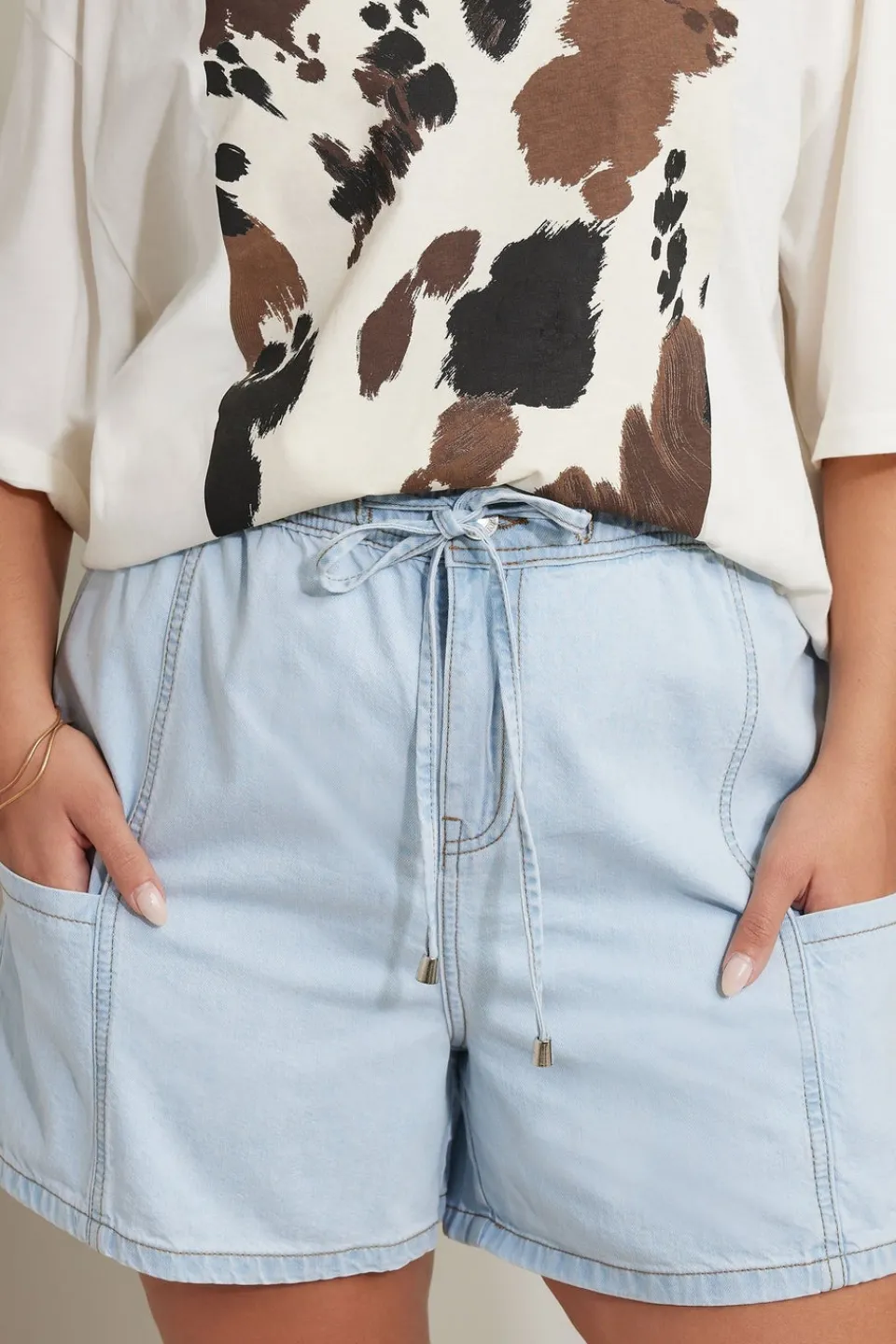 Shorts>YOURS Curve Light Blue Tie Waist Denim Shorts