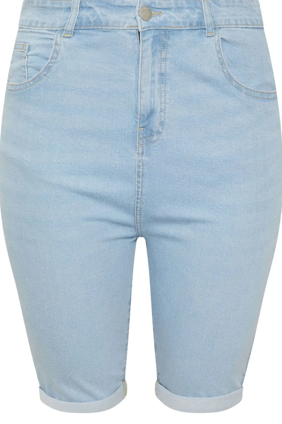 Shorts>YOURS Curve Light Blue Turn Up Denim Shorts