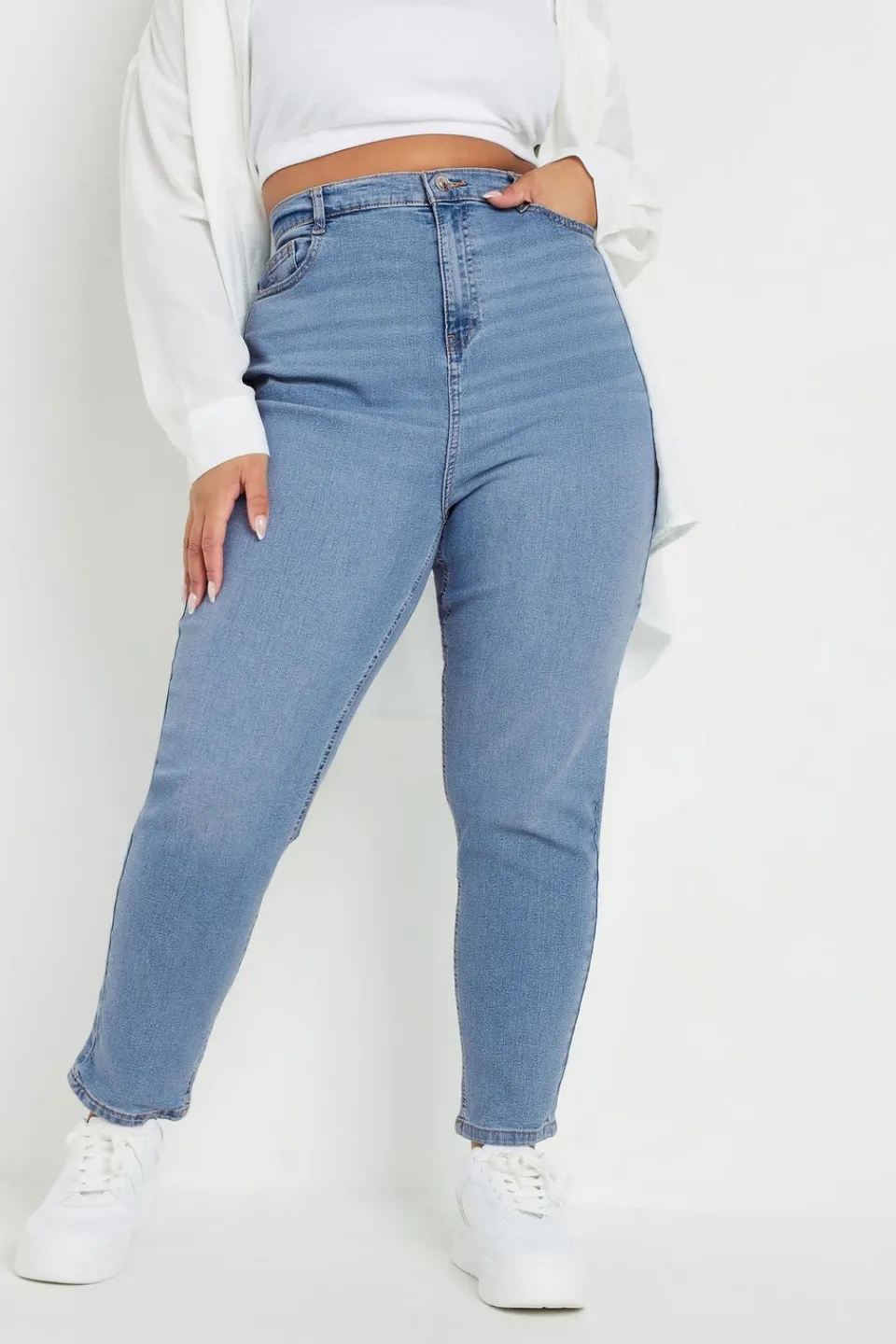 Jeans & Jeggings>YOURS Curve Light Blue Wash Mom Jeans