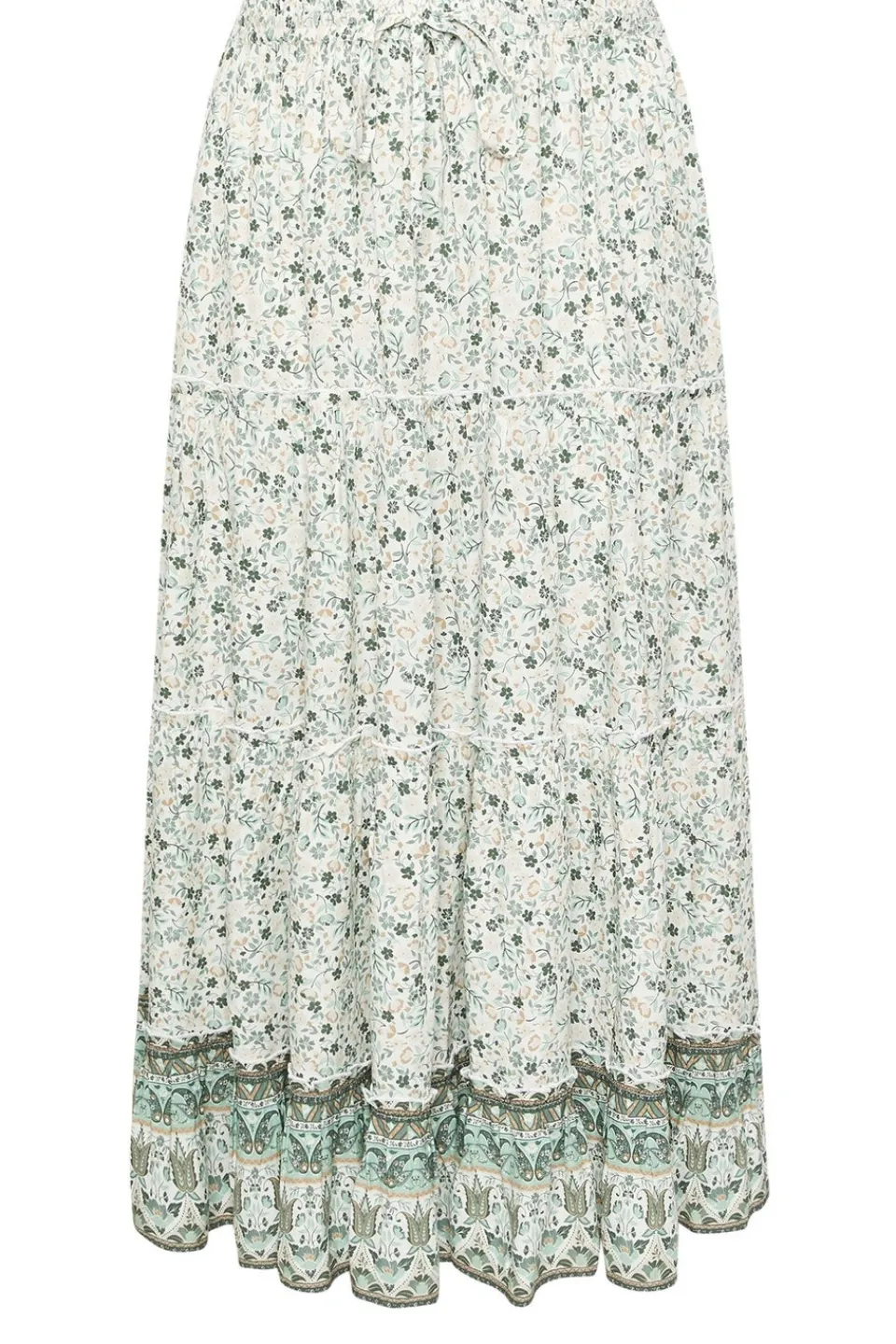 Skirts>YOURS Curve Light Green Ditsy Floral Tiered Skirt
