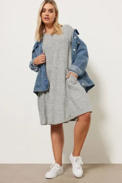Dresses>YOURS Curve Light Grey Soft Touch Pocket Swing Dress