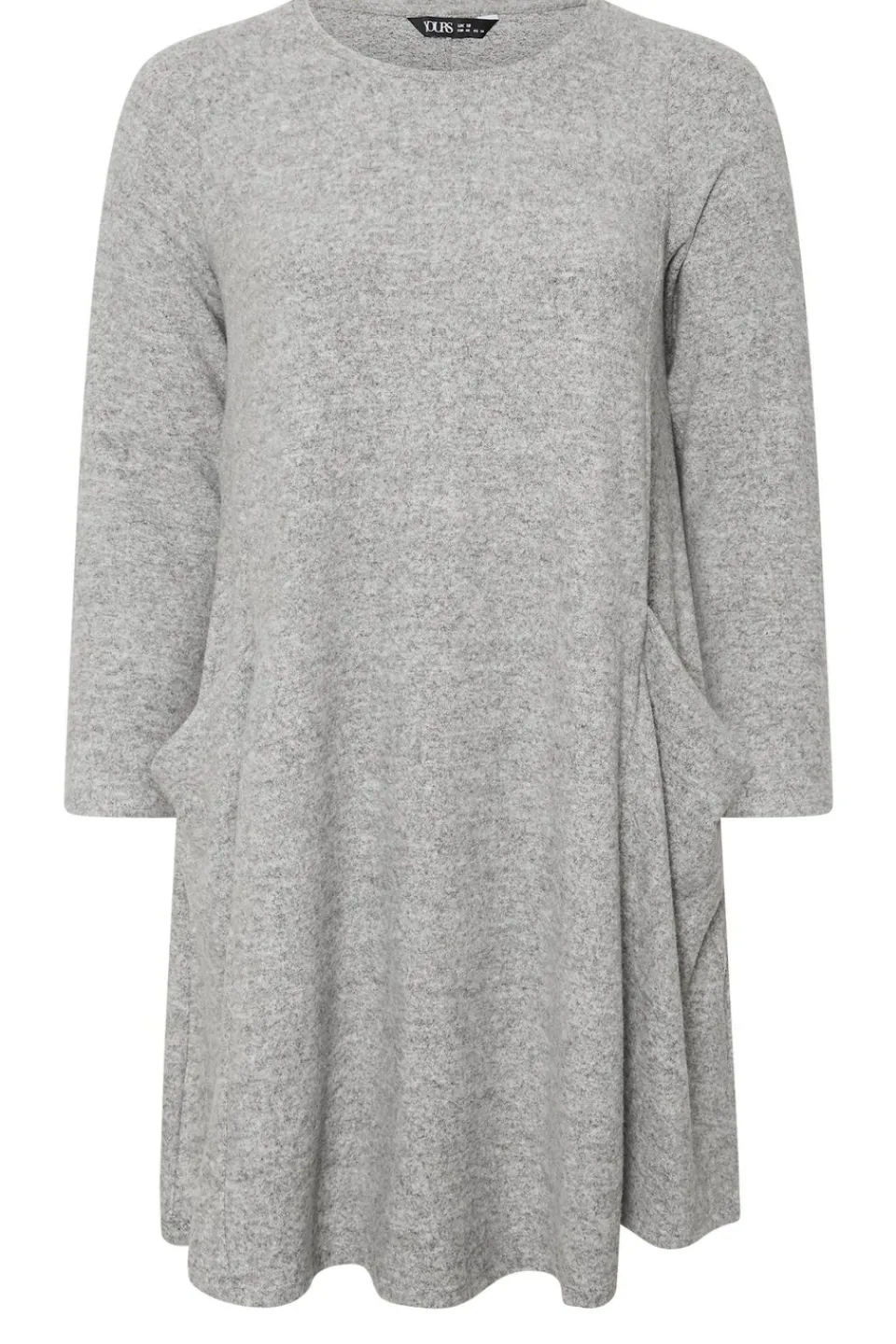 Dresses>YOURS Curve Light Grey Soft Touch Pocket Swing Dress