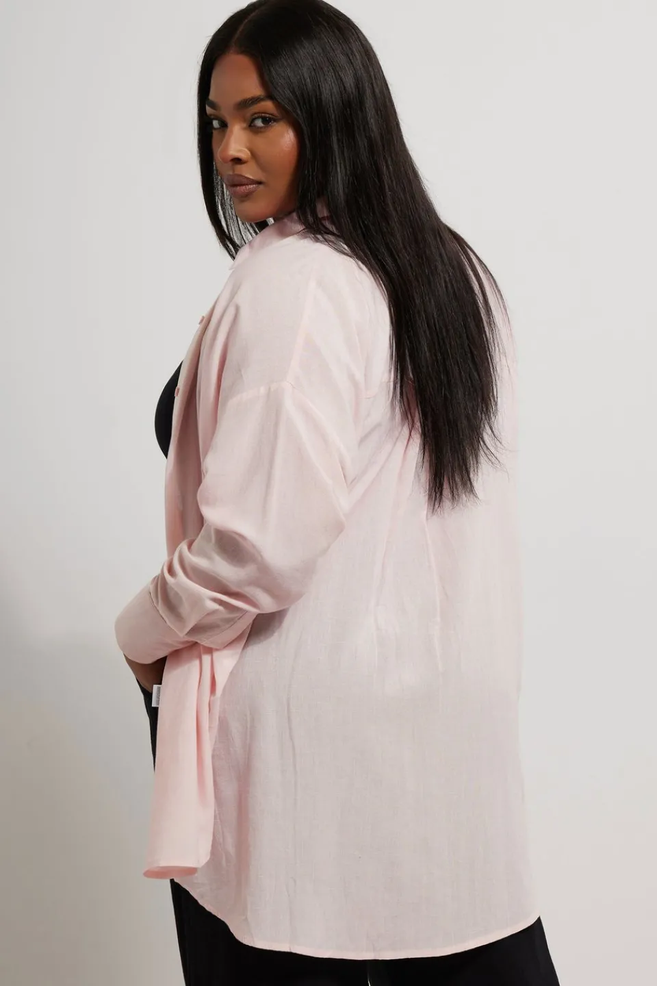 Tops>YOURS Curve Light Pink Linen Shirt