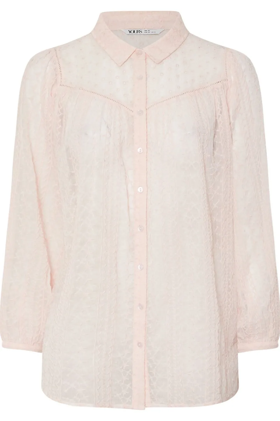 Tops>YOURS Curve Light Pink Sheer Embroidered Blouse