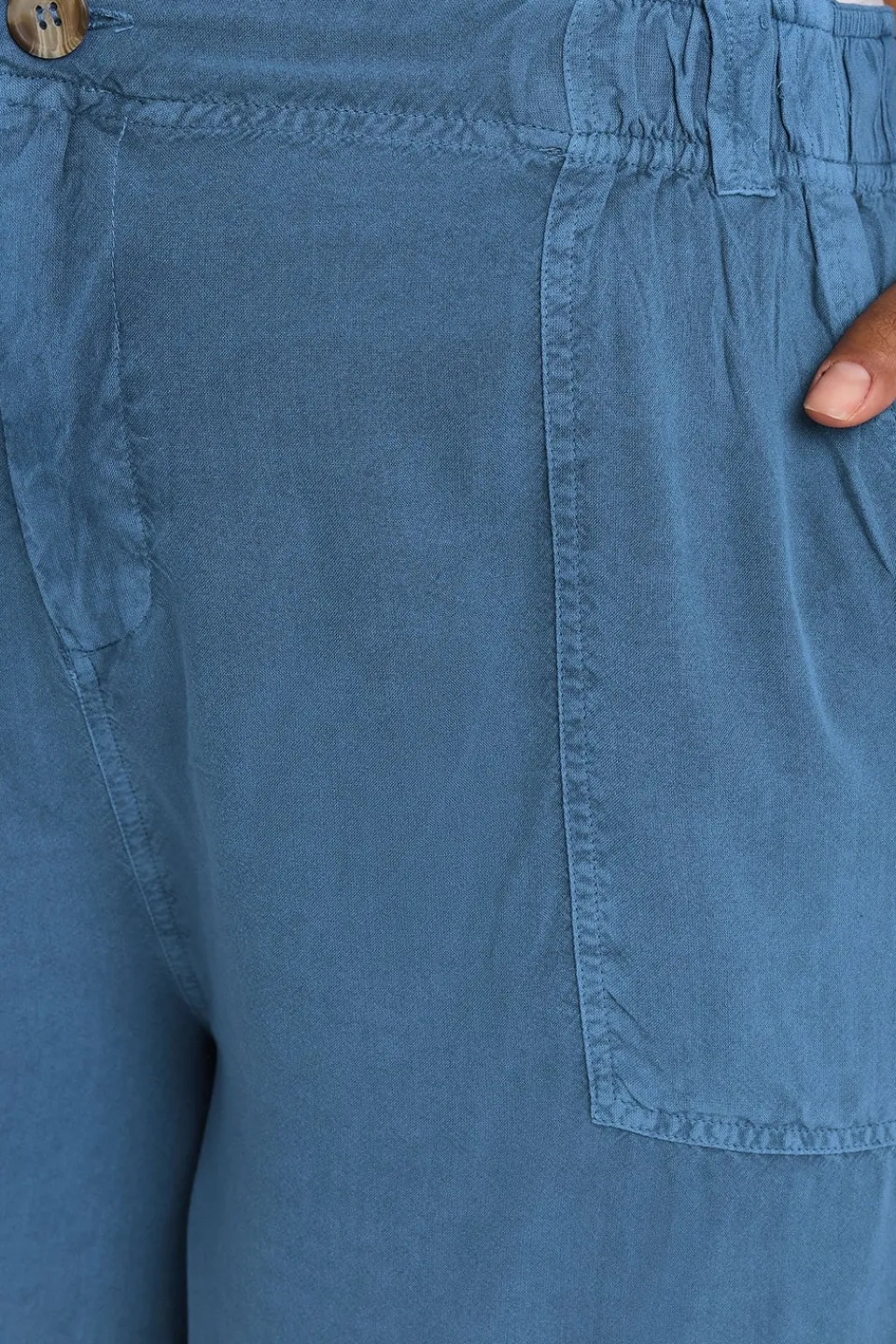 Shorts>YOURS Curve Mid Blue Chambray Pull On Shorts