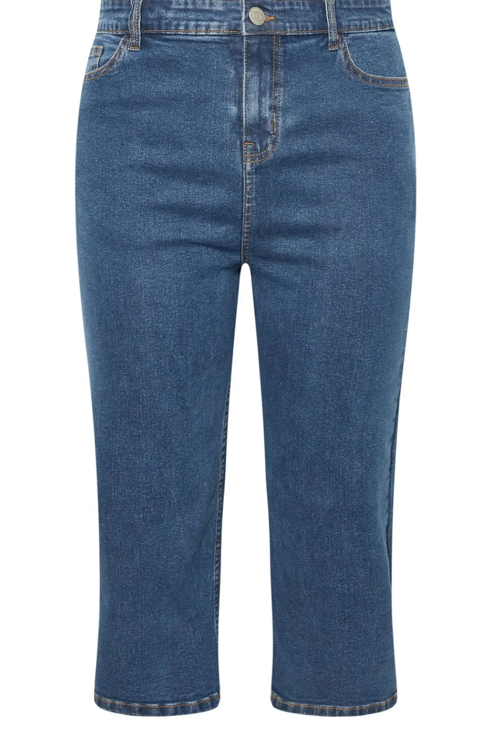 Jeans & Jeggings>YOURS Curve Mid Blue Wide Leg Cropped Denim Jeans