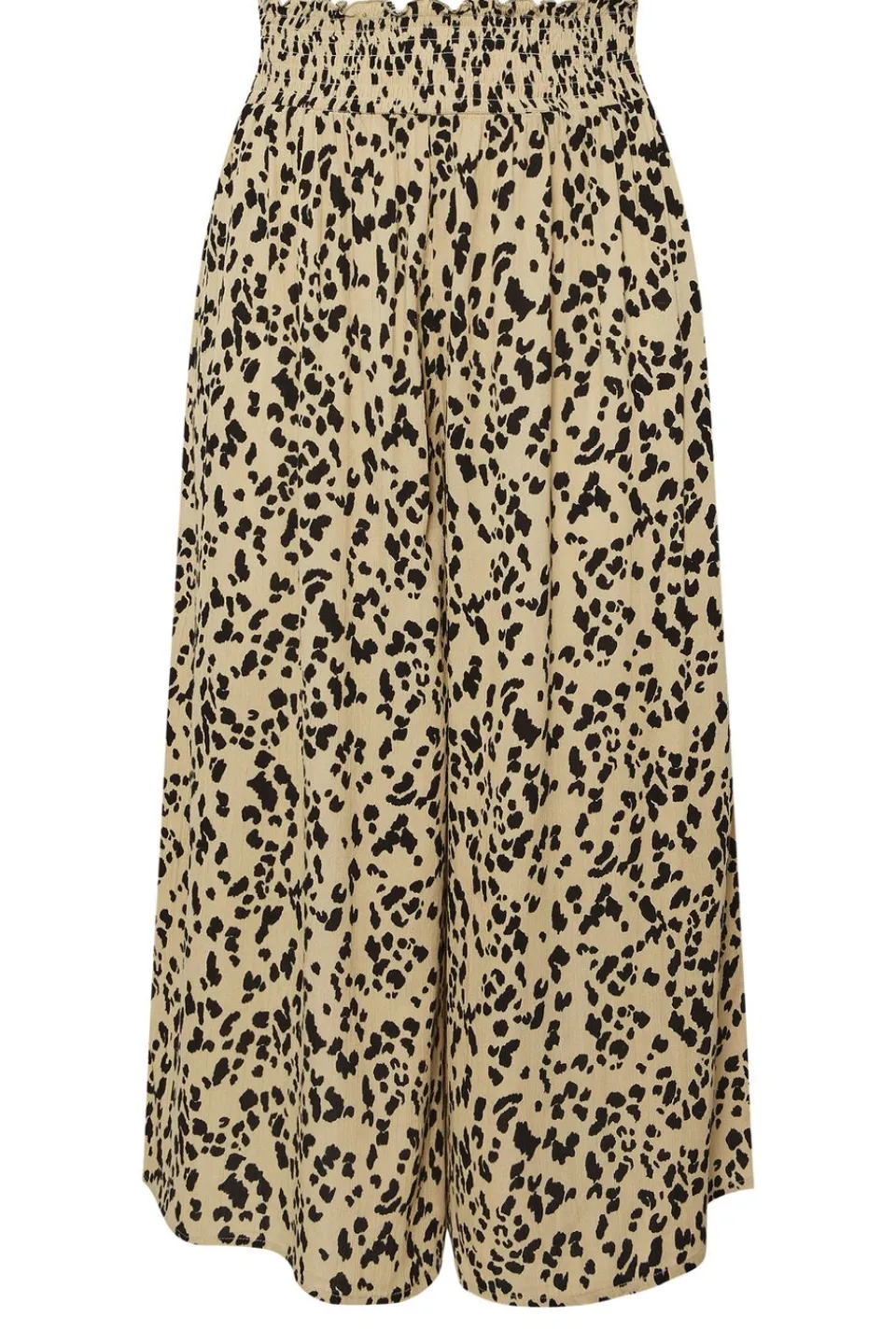 Trousers>YOURS Curve Natural Brown Leopard Print Shirred Midaxi Culottes