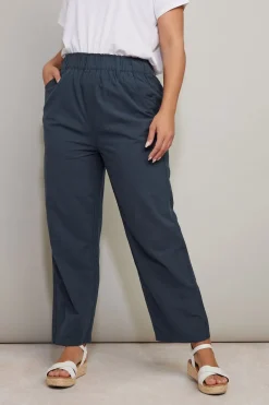 Trousers>YOURS Curve Navy Blue Cool Cotton Wide Leg Trousers