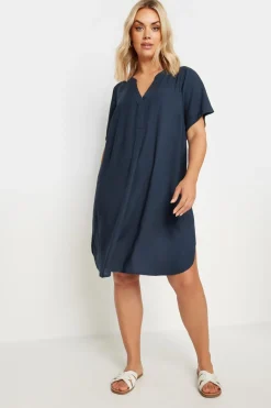 Dresses>YOURS Curve Navy Blue Short Sleeve Tunic Dress