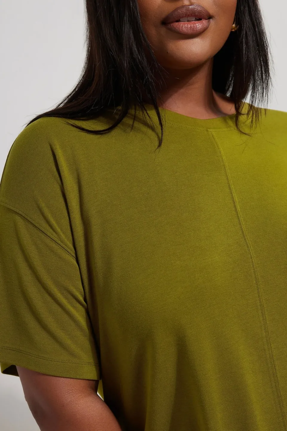 T-Shirts>YOURS Curve Olive Green Heavyweight Oversized T-Shirt