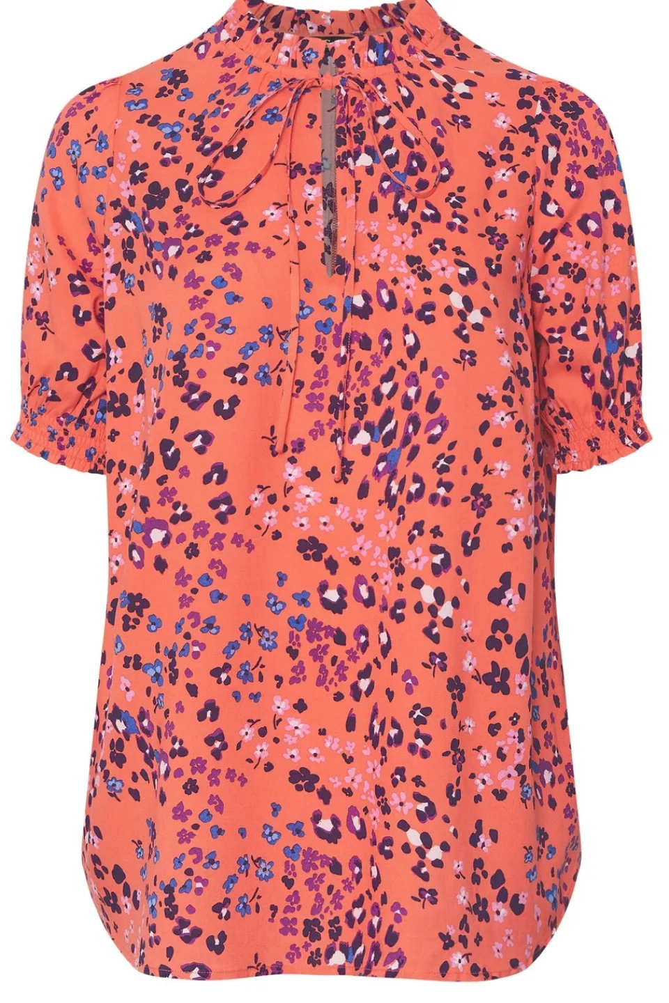 Tops>YOURS Curve Orange Floral Tie Neck Blouse