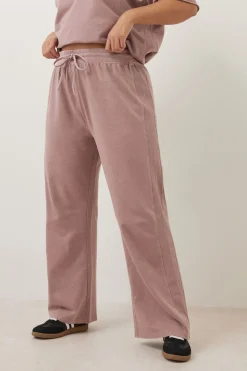 Trousers>YOURS Curve Pink Acid Wash Wide Leg Joggers