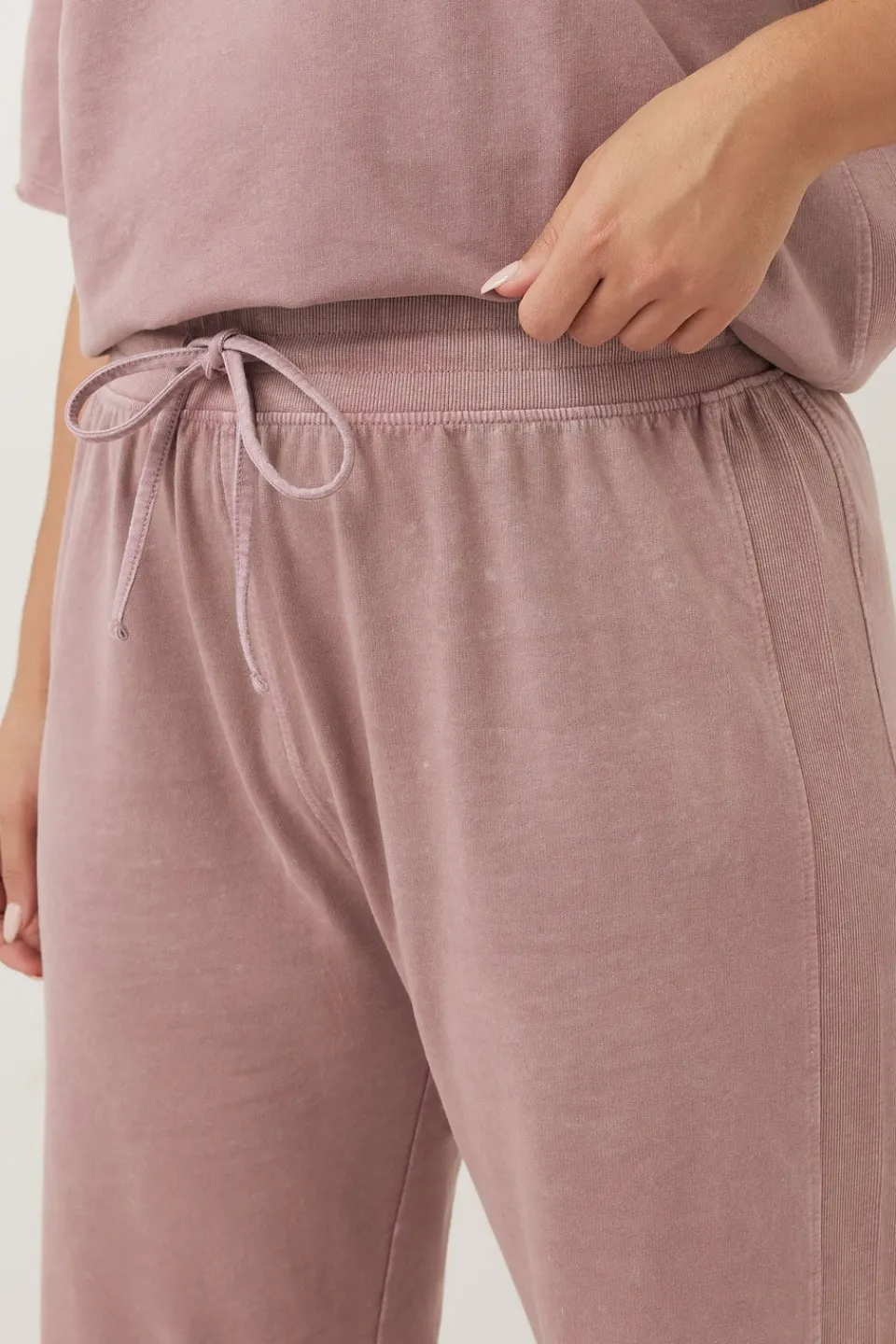 Trousers>YOURS Curve Pink Acid Wash Wide Leg Joggers