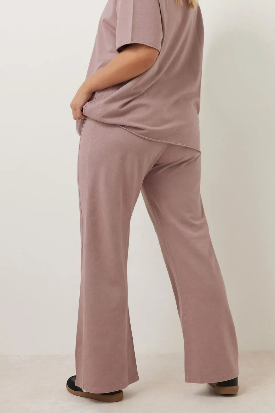 Trousers>YOURS Curve Pink Acid Wash Wide Leg Joggers